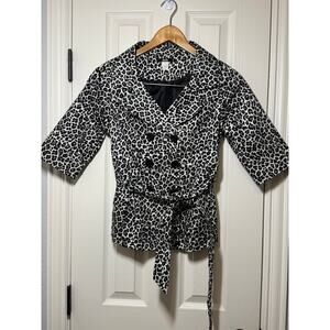 Papaya USA Leopard Print Trench M | Cropped Y2K Baddie Streetstyle Coat